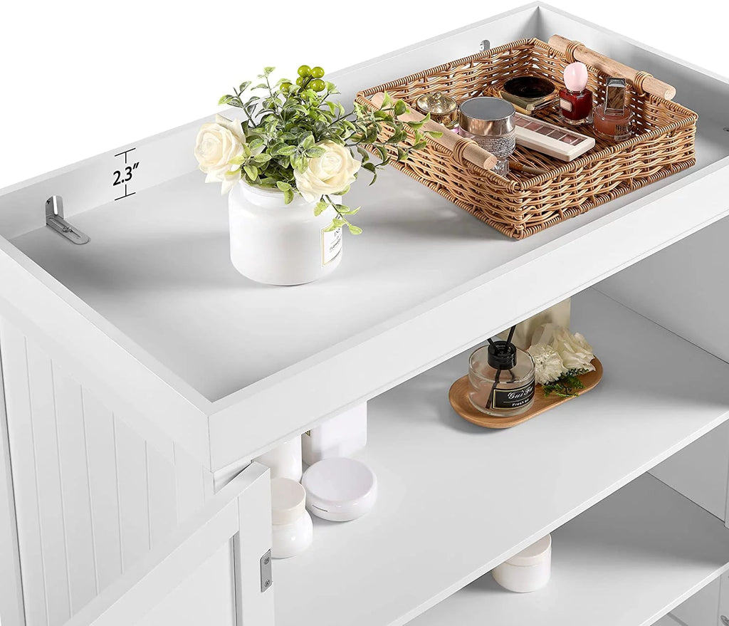 White Freestanding Kitchen Pantry Storage Cabinet with Drawer and 2 Adjustable Shelves X36222