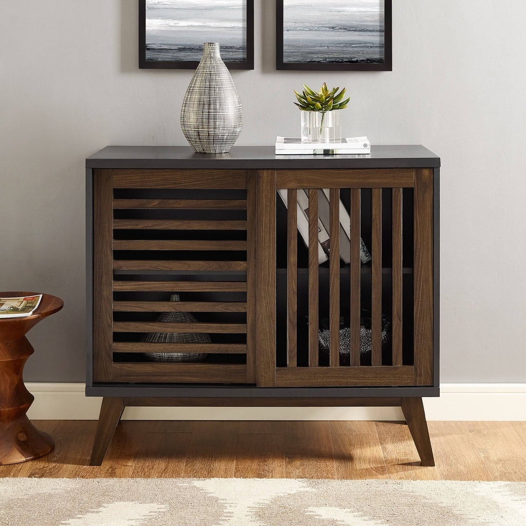 36x22 Two Shelf Laminate and Metal Accent Cabinet White with Rustic Oak L991
