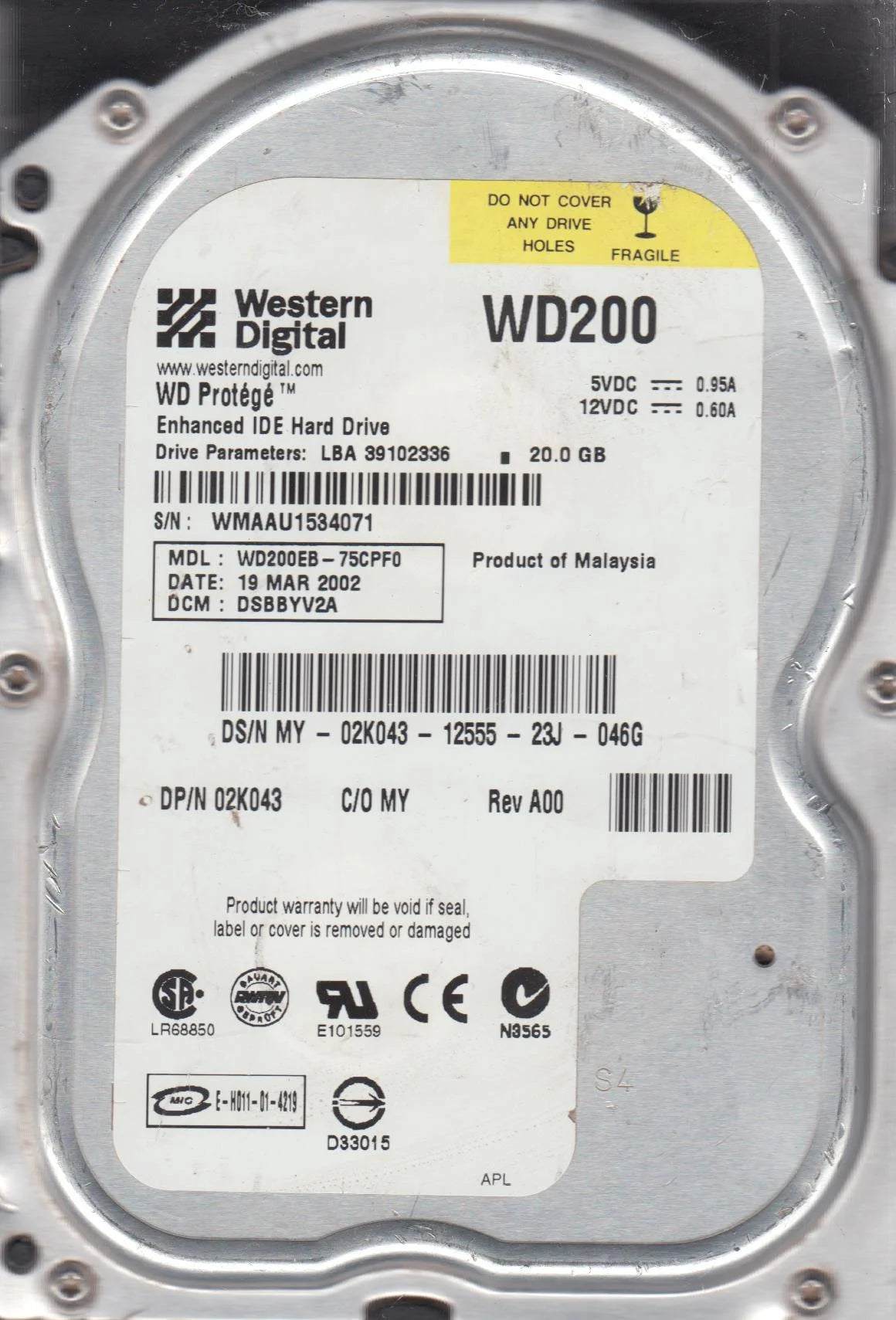 20GB IDE 3.5 Hard Drive J863