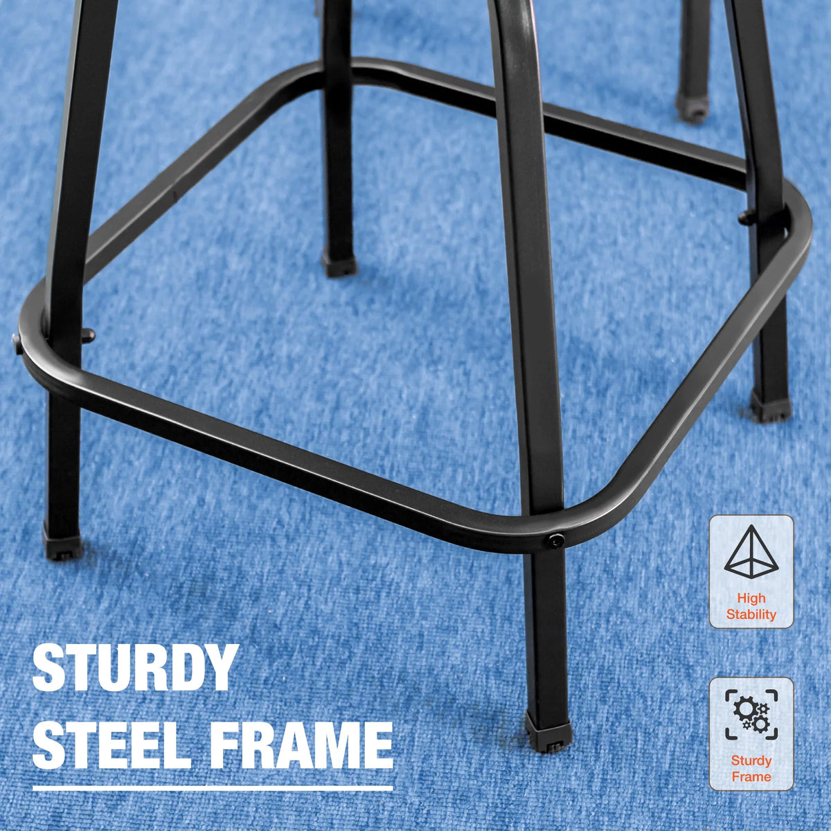 Set of 2 Black Brown Metal Swivel Barstools G429