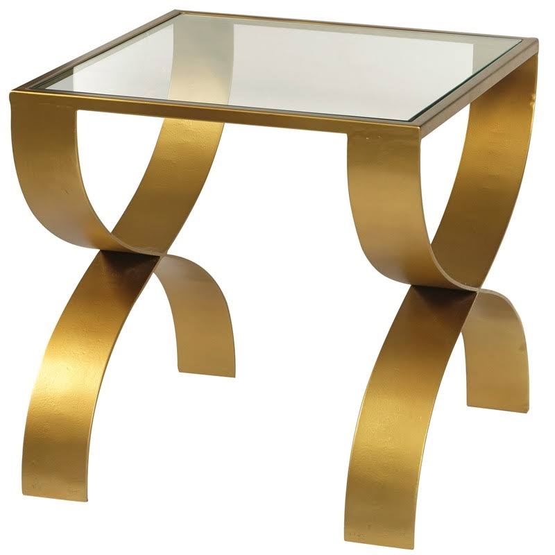 Gold Glass Top End Table X97985