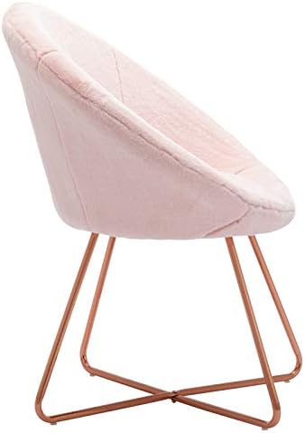White Faux Fur Accent Chair with Golden Metal Legs 1 PCS T487697