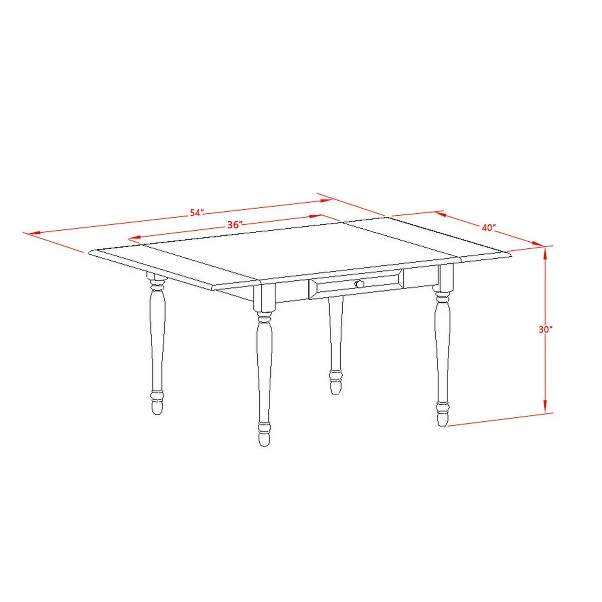 3 Pieces Drop Leaf Wood Kitchen Table Set H977