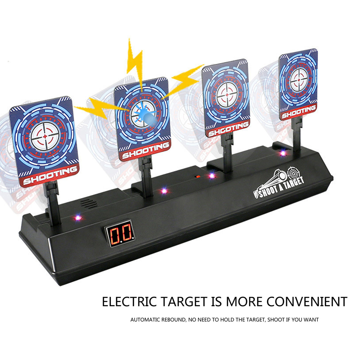 Electronic Scoring Shooting Targets 4 Targets LED Light Auto Reset Digital Targets L676
