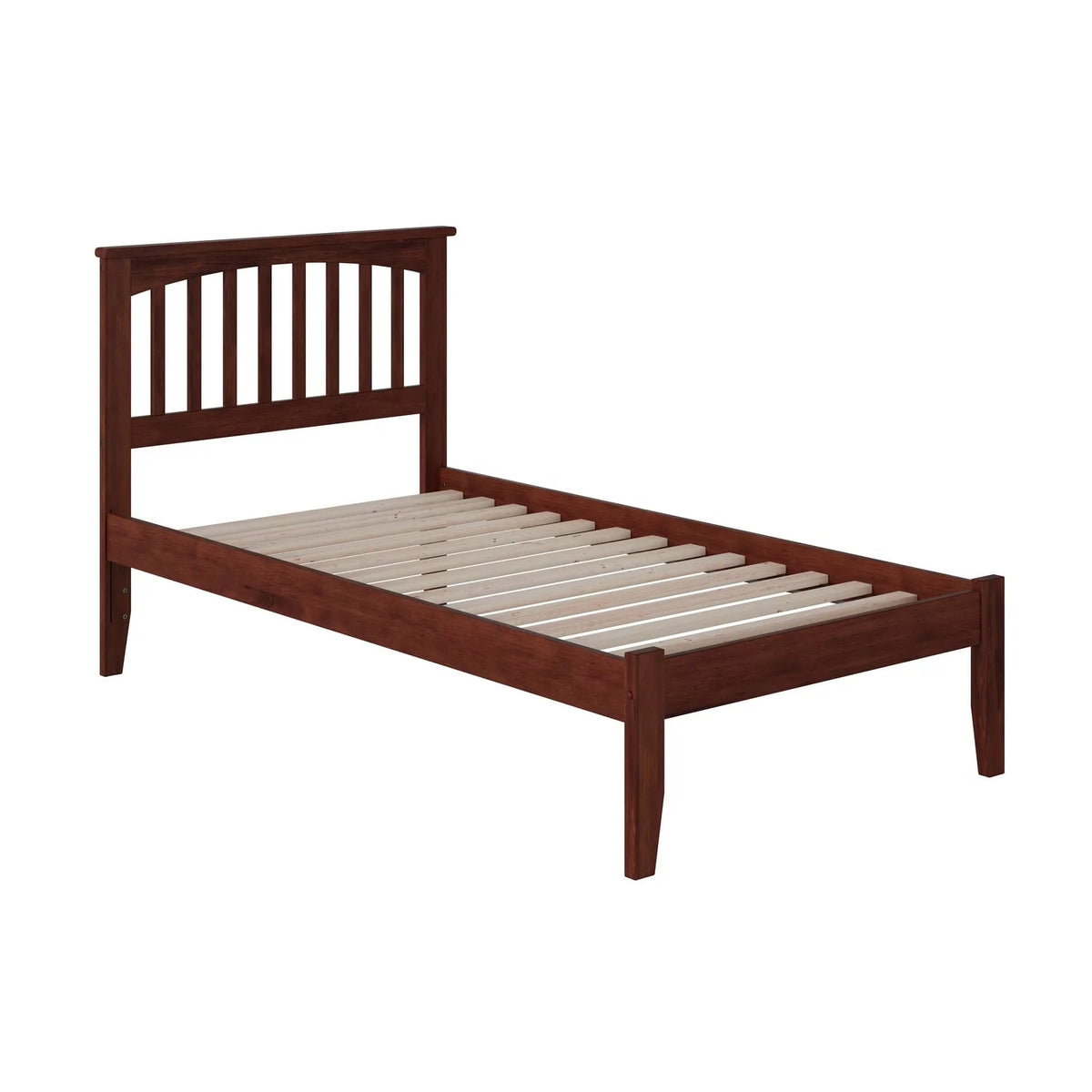 Twin Platform Bed with USB Charging Station in Walnut K92130