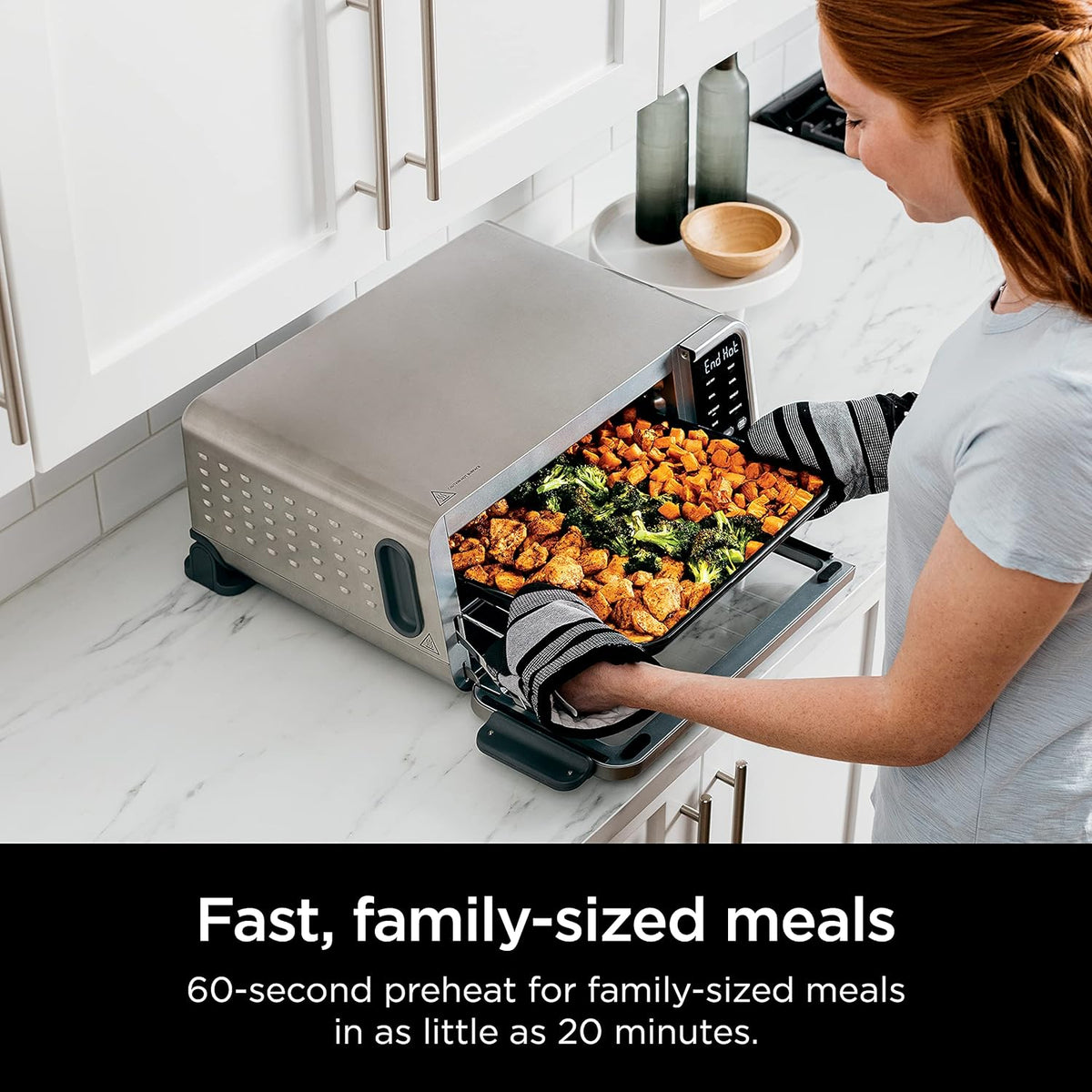 8-in-1 Digital Air Fry Oven with Air Fry Basket, Wire Rack & Crumb Tray, Silver E2685