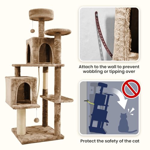 Brown 58 Inch Cat Tree Cat Condo with Scratching Post X20195