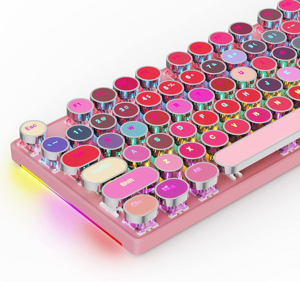 Mechanical Gaming Keyboard with RGB Rainbow Backlit, Red Switches, 104 Keys H126