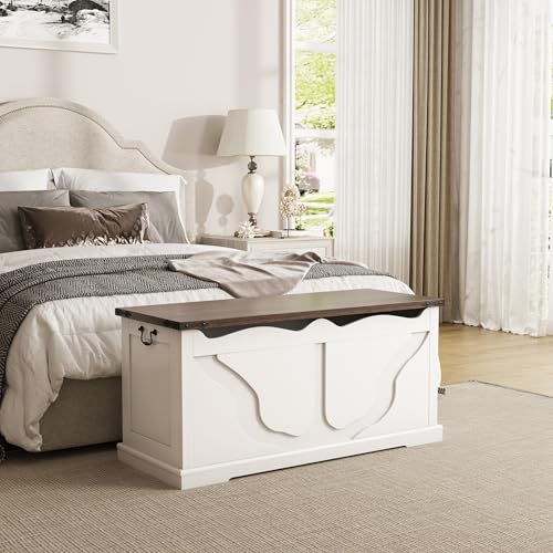 White 39.4'' Storage Chest with 2 Safety Hinges W344