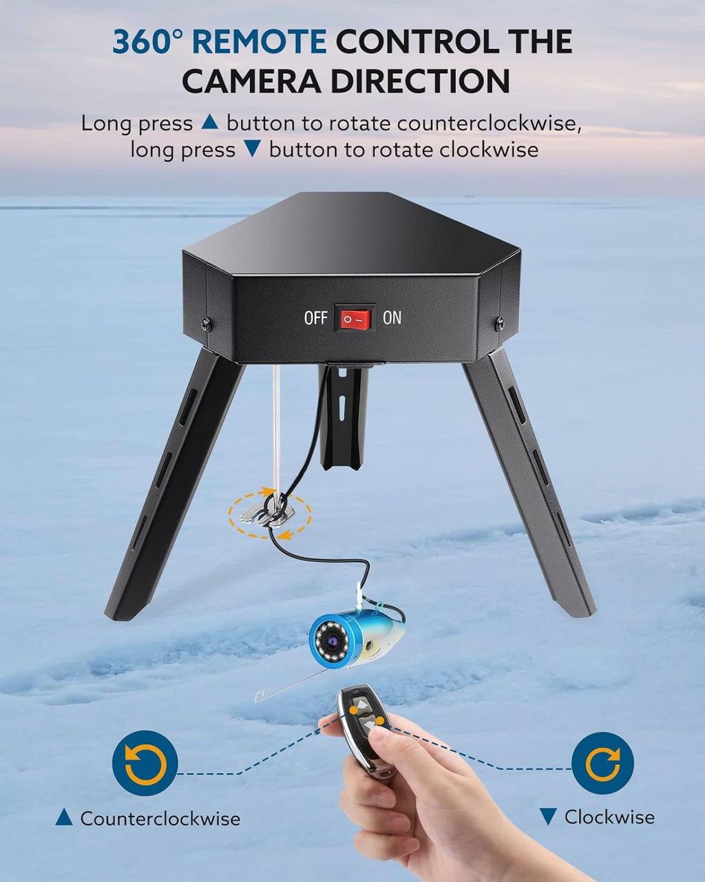 Underwater Fishing Camera Positioner 360° Degree Rotation Tripod with Remote Control Metal Housing Y28223