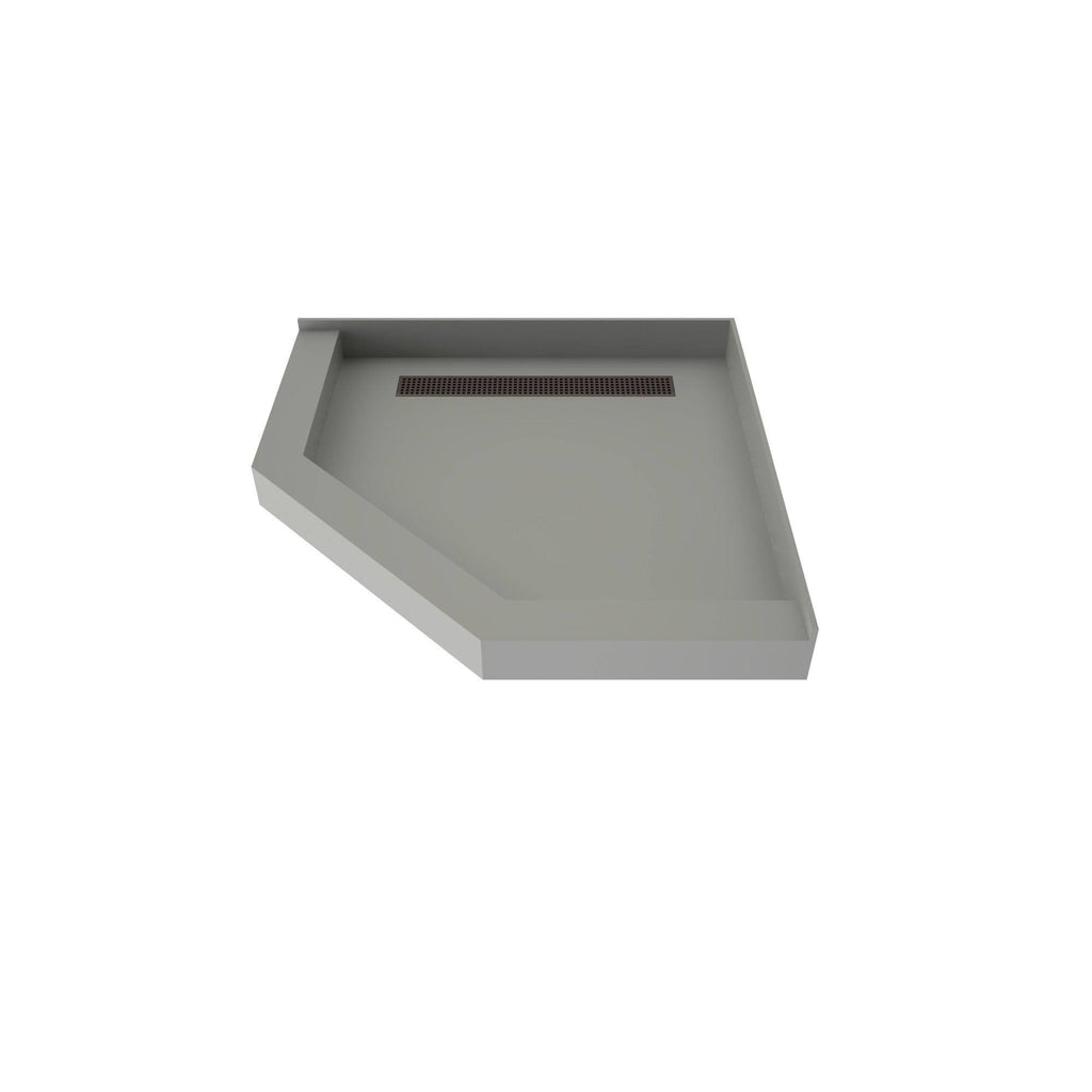 36x22 Neo-Angle Triple Threshold Shower Base with Drain Grate X758315