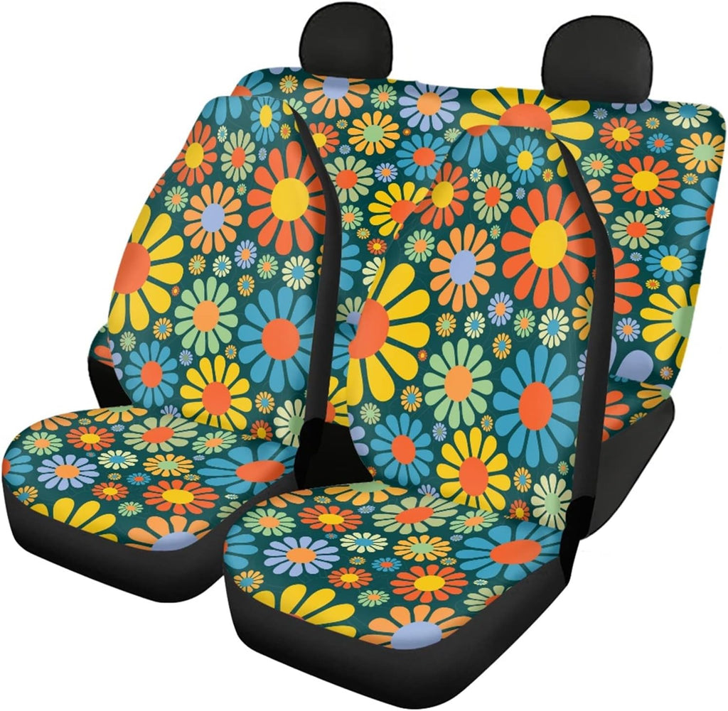 Blue Butterfly Floral Moon Pattern Car Seat Covers Pack of 2 G187275