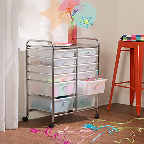 Rolling Storage Cart with 12 Plastic Drawers I98496