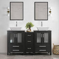 60" Double Bathroom Vanity with Porcelain White Sink I41585