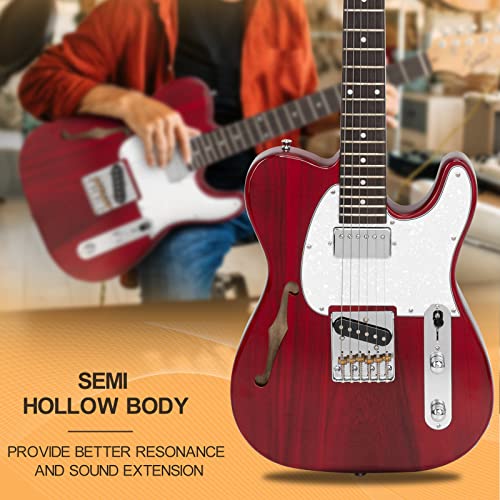 Transparent Wine Red Semi-Hollow Electric Guitar with Rosewood Fingerboard J6729
