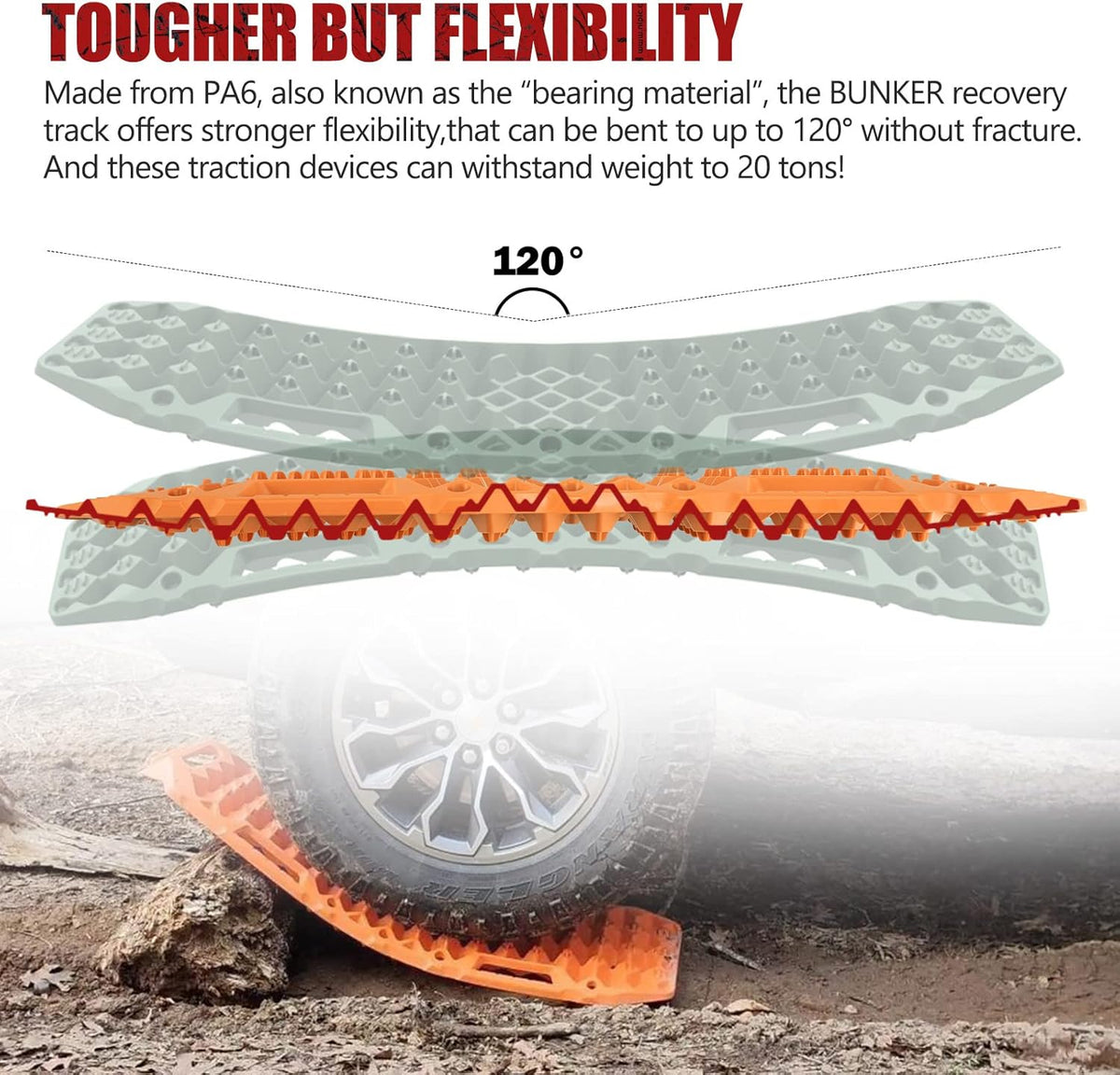 Orange 2 Pcs Off-Road Traction Boards with Carry Bag E192