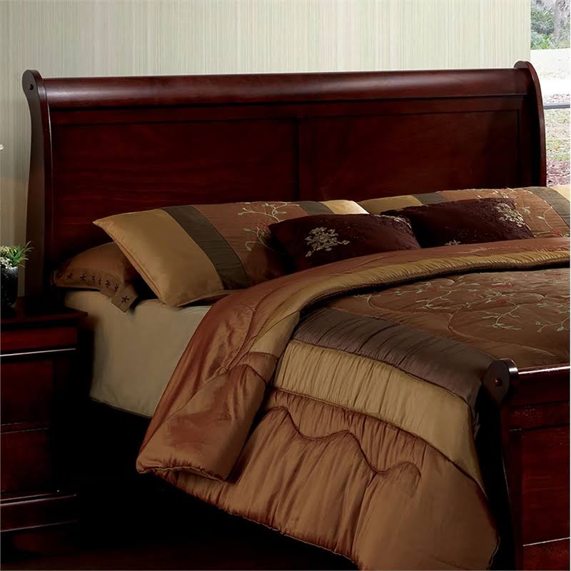 Queen Wood Sleigh Bed in Cherry Q508715