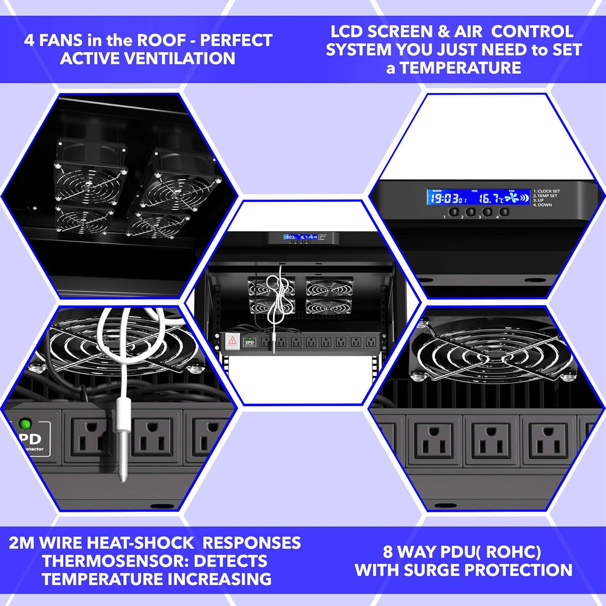 39 Inch Deep Server Cabinet on Wheels with 4 X Fans I1203