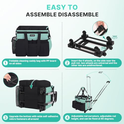 Blue-Green Waterproof Rolling Cleaning Caddy with Detachable Trolley T946529