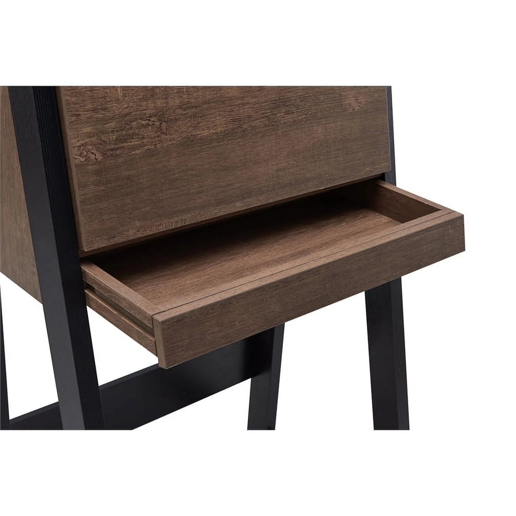 Walnut Oak Brown/Black Wood Secretary Desk Z856