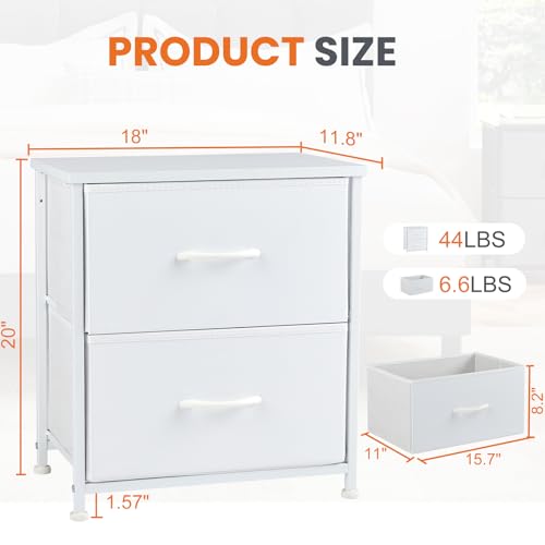 Nightstand with 2 Storage Drawers, Wooden Top Fabric Cabinet K31422