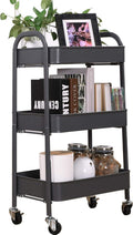 3 Tier Metal Rolling Storage Cart with Locking Wheels S69580