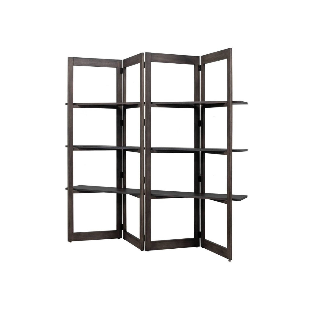 Dark Brown Solid Wood Bookcase Room Divider O757