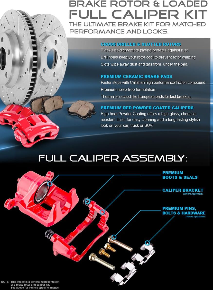 Red Powder Coated Caliper Assembly Pair Set R435