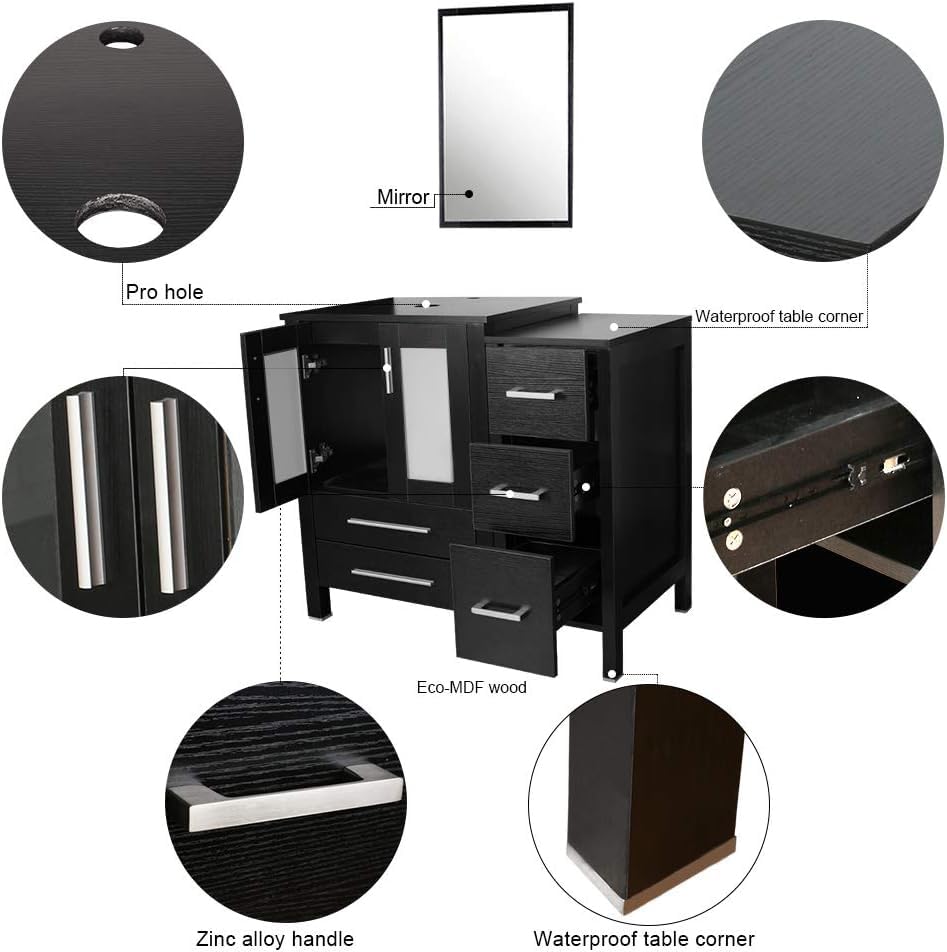 60" Double Bathroom Vanity with Porcelain White Sink I41585