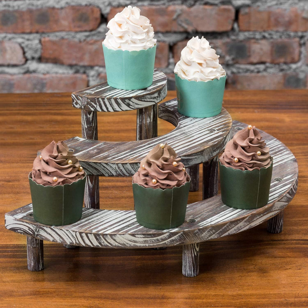 3 Tier Rustic Torched Wood Cupcake Stand R82955