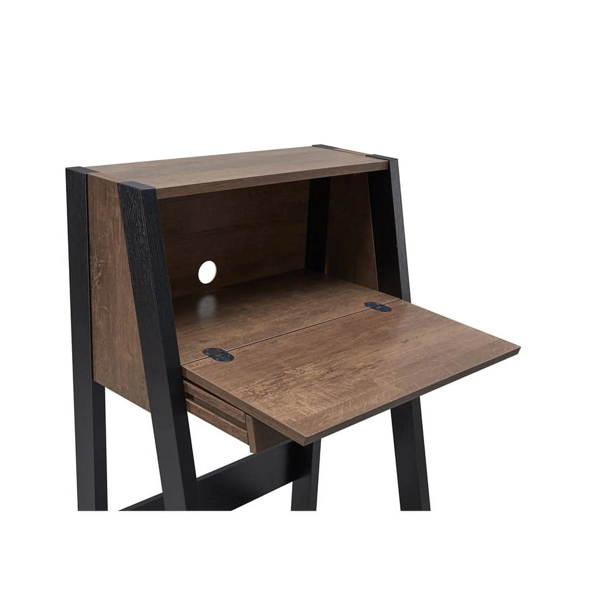 Walnut Oak Brown/Black Wood Secretary Desk Z856