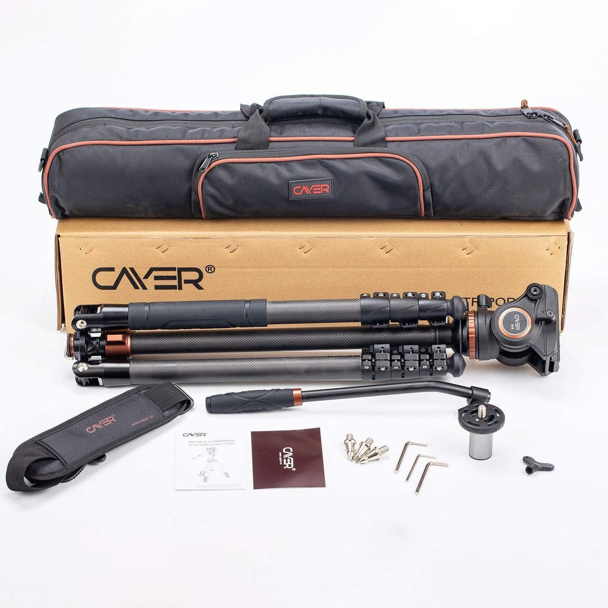 67 inches Carbon Fiber 4-Section Video Tripod with Fluid Drag Head G565365