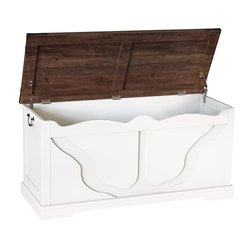 White 39.4'' Storage Chest with 2 Safety Hinges W344