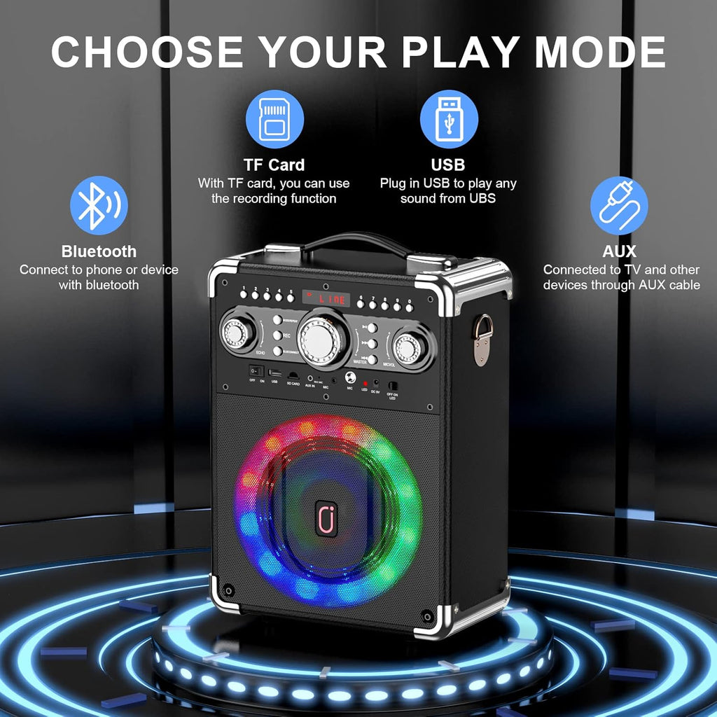 Bluetooth Karaoke Machine with 3 Wireless Microphones and Disco Lights O279