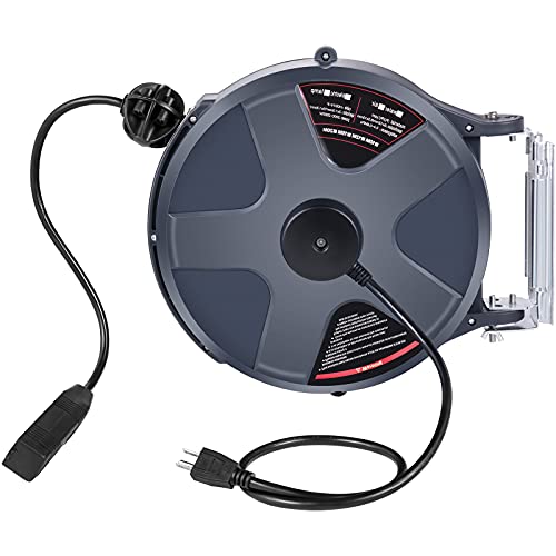 50 FT 14AWG/3C SJTOW Power Cord Reel with Lighted Triple Tap Outlet K499482
