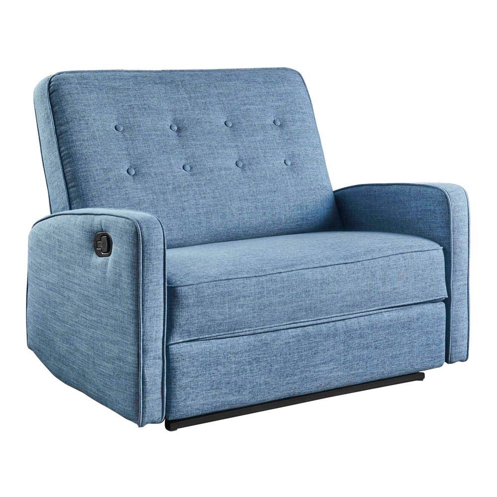 Muted Blue and Black Reclining Loveseat E708