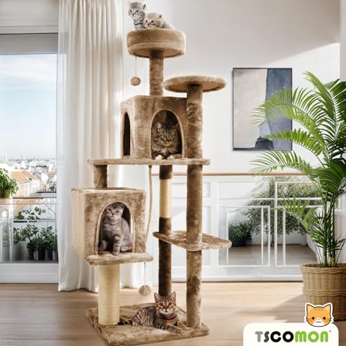 Brown 58 Inch Cat Tree Cat Condo with Scratching Post X20195