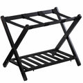 Folding Luggage Rack with Shelf Black J8378
