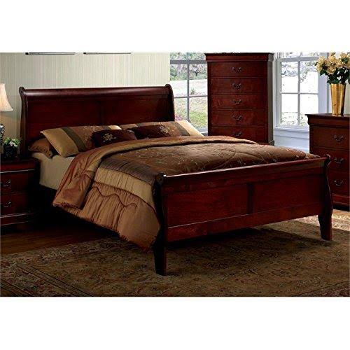 Queen Wood Sleigh Bed in Cherry Q508715