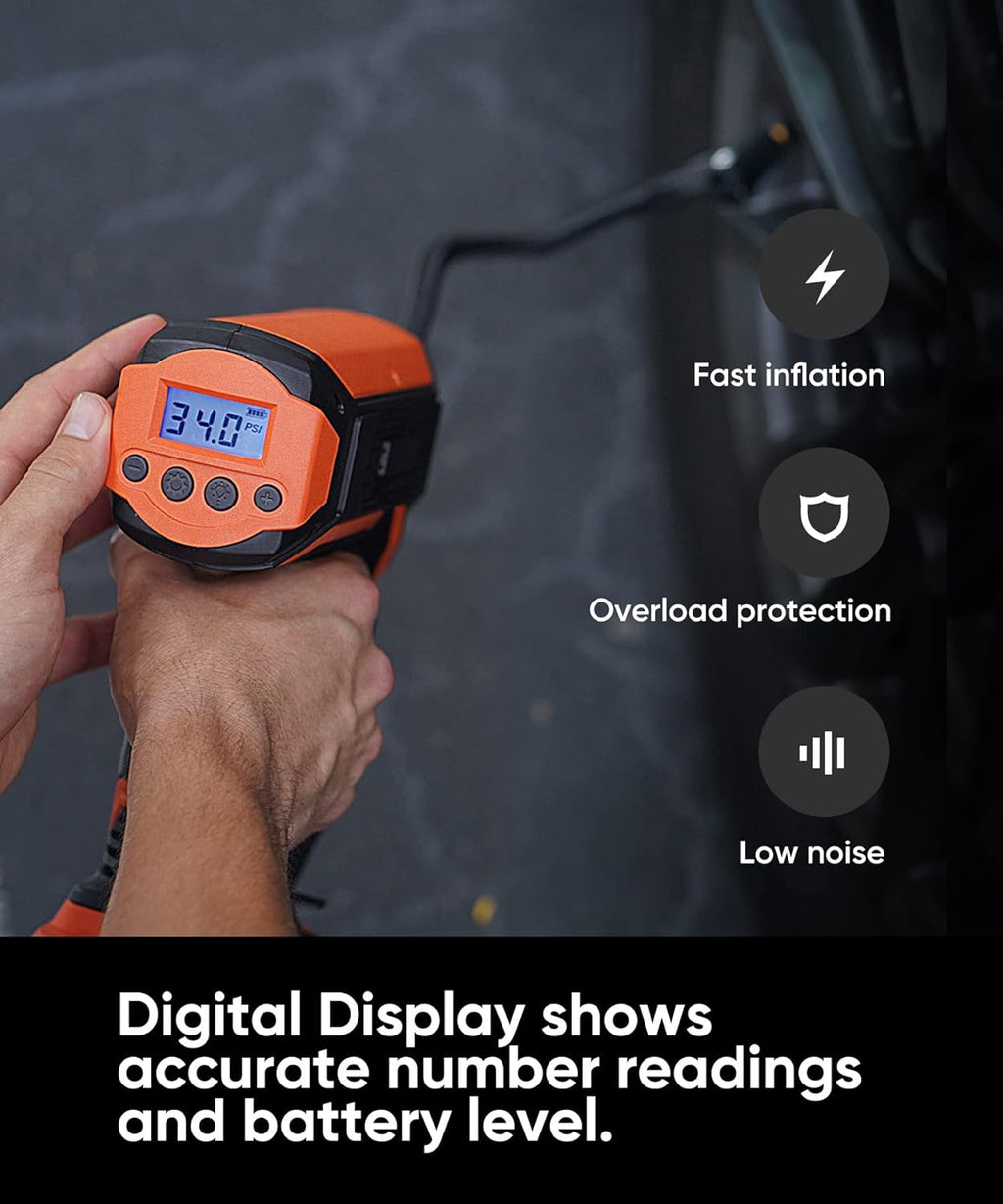 Portable Handheld Cordless Tire Inflator Air Pump with Rechargeable Battery M450463