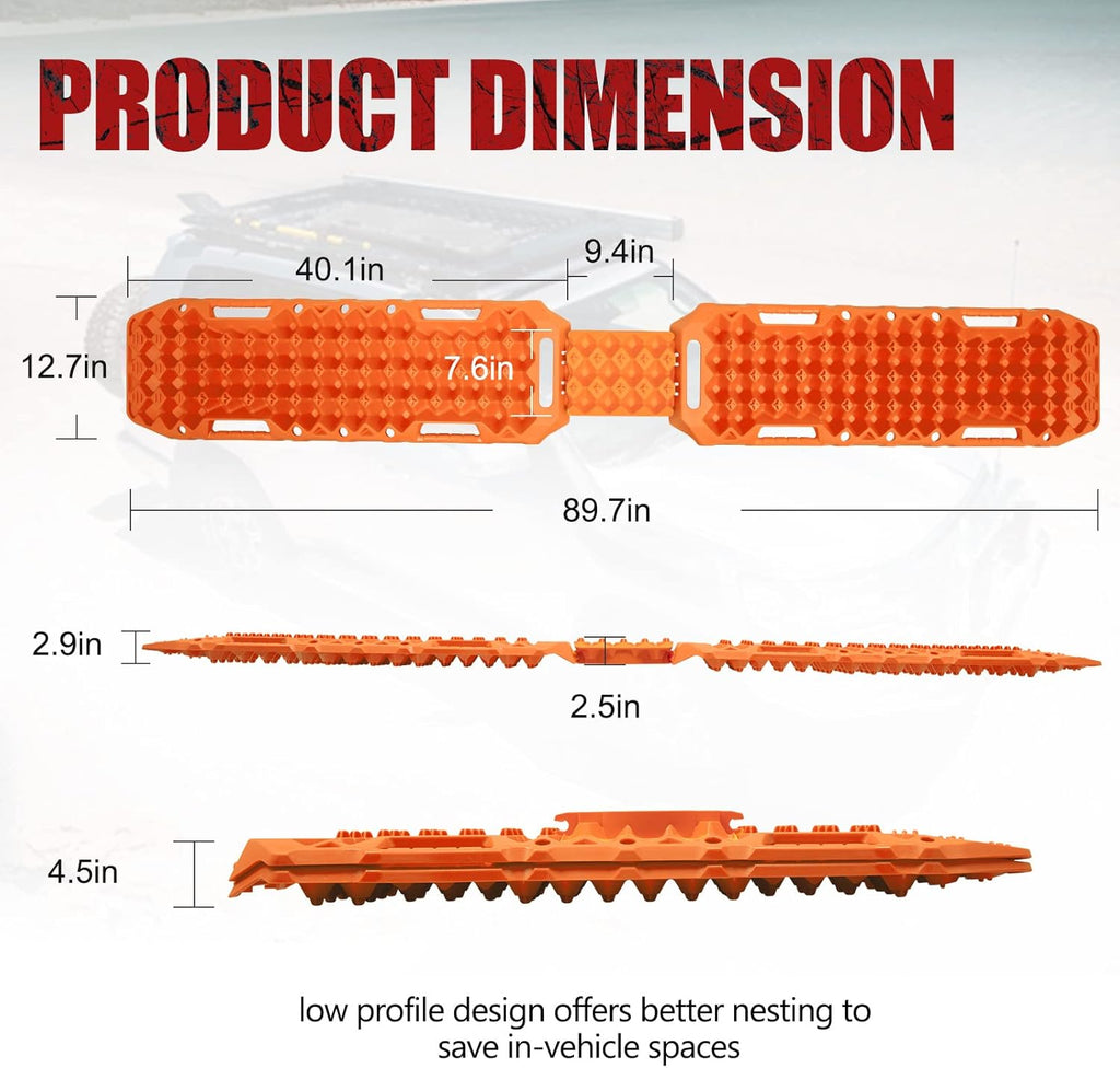 Orange 2 Pcs Off-Road Traction Boards with Carry Bag E192