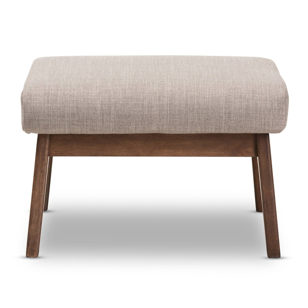 Light Grey Walnut Wood Fabric Ottoman J10522