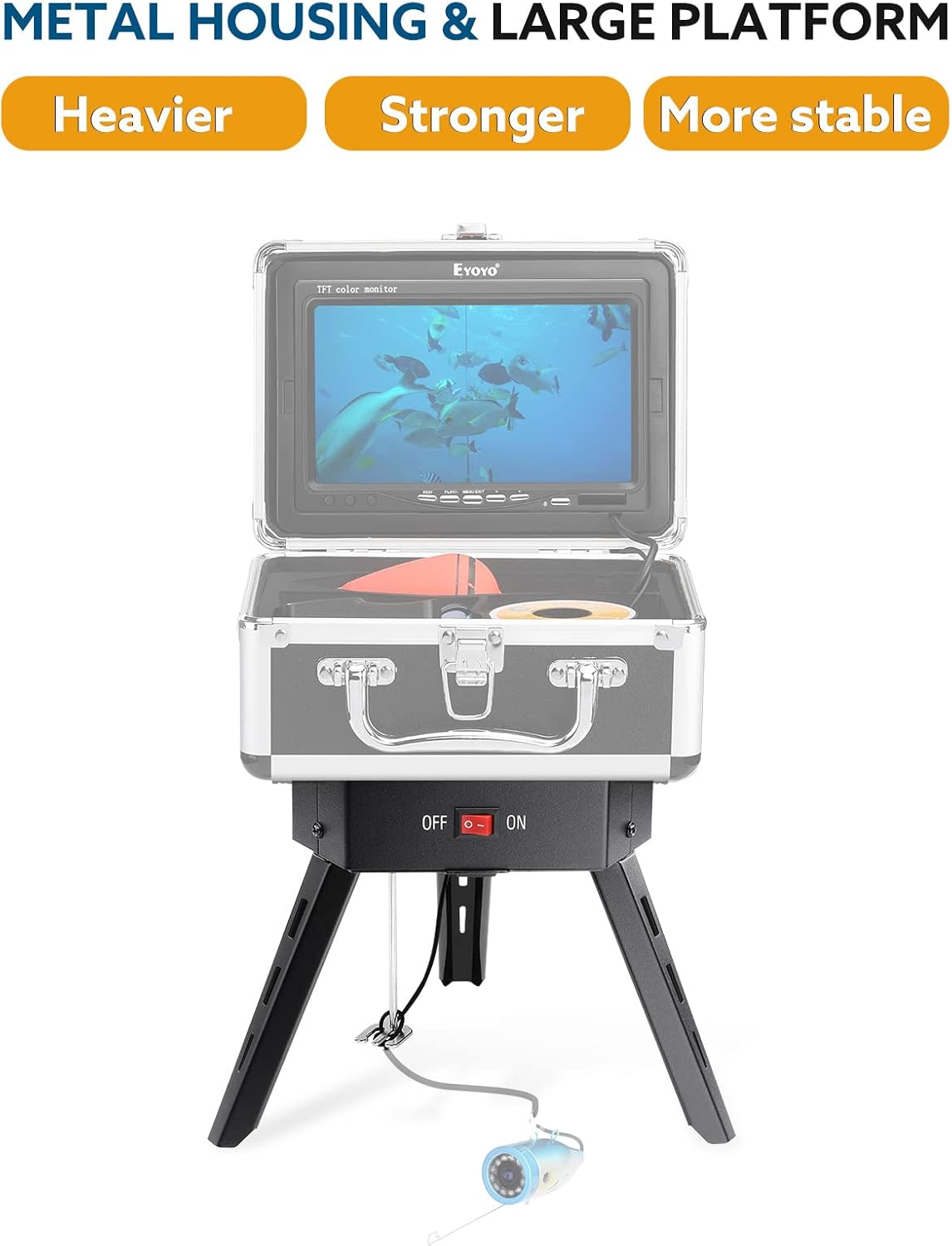 Underwater Fishing Camera Positioner 360° Degree Rotation Tripod with Remote Control Metal Housing Y28223