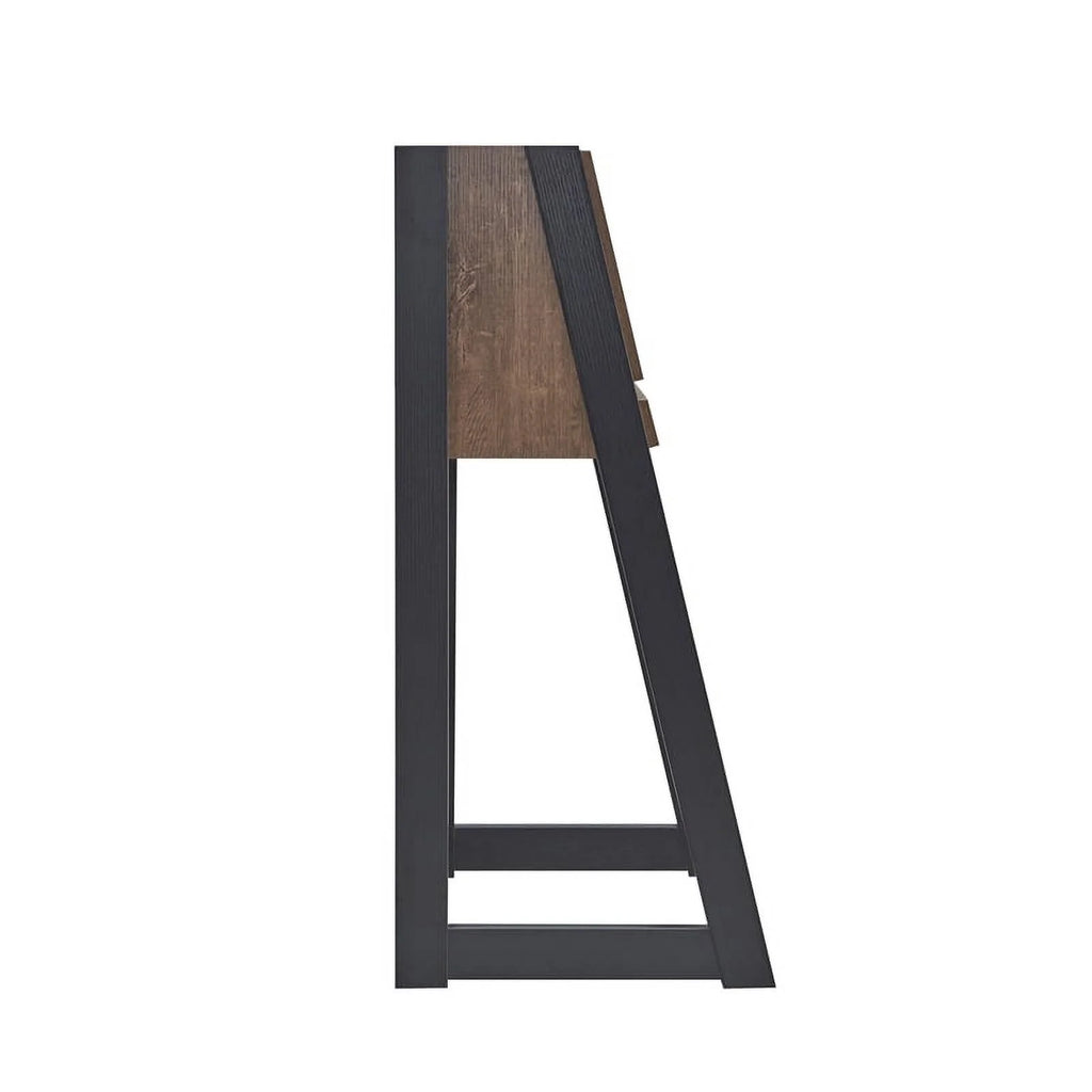 Walnut Oak Brown/Black Wood Secretary Desk Z856