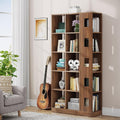 15 Cube 5 Tier Wooden Open Bookshelf (Brown) F48608