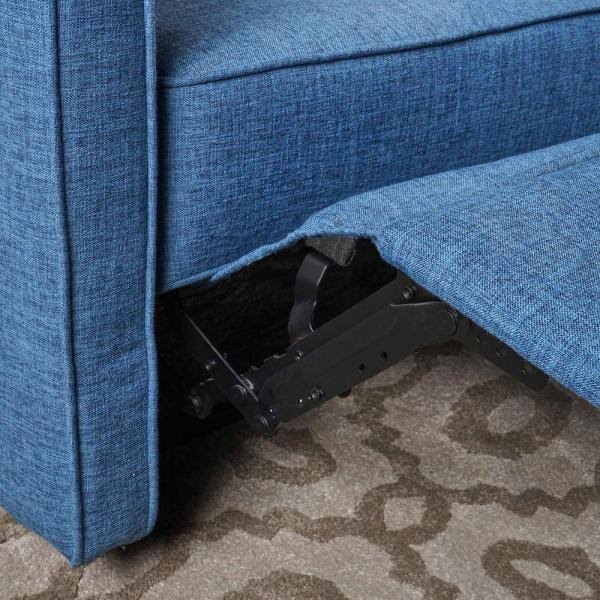 Muted Blue and Black Reclining Loveseat E708