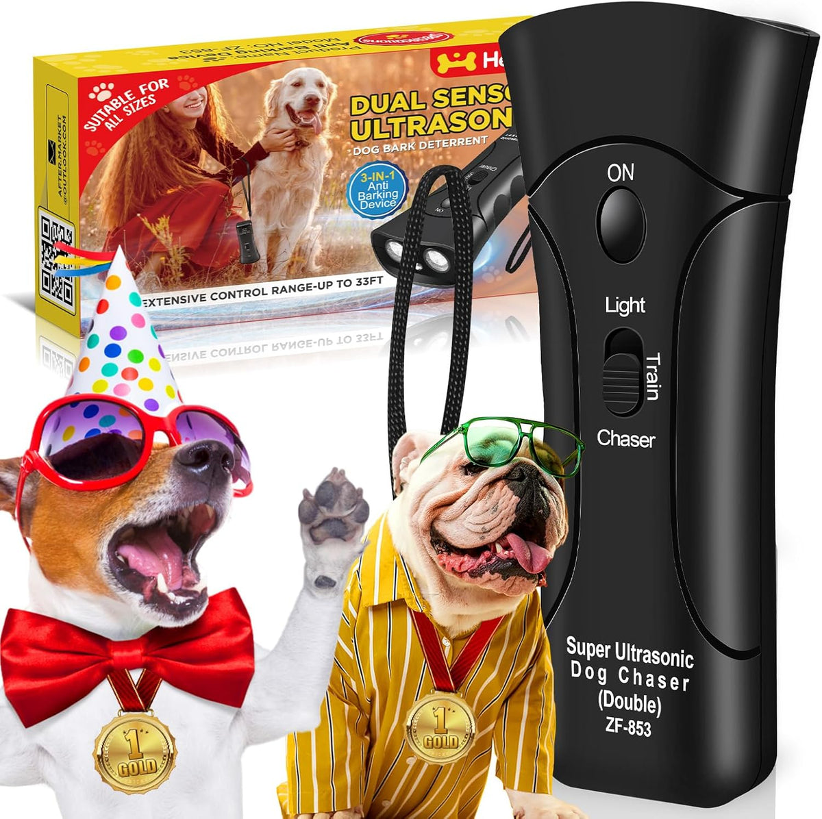 Ultrasonic Dog Bark Deterrent with 3 Modes and LED Light Z822929
