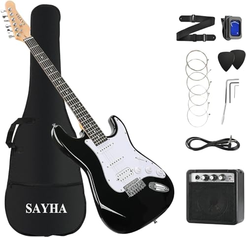 39 Inch Solid Full-size Electric Guitar HSS Pickups Starter Kit (Black) W180