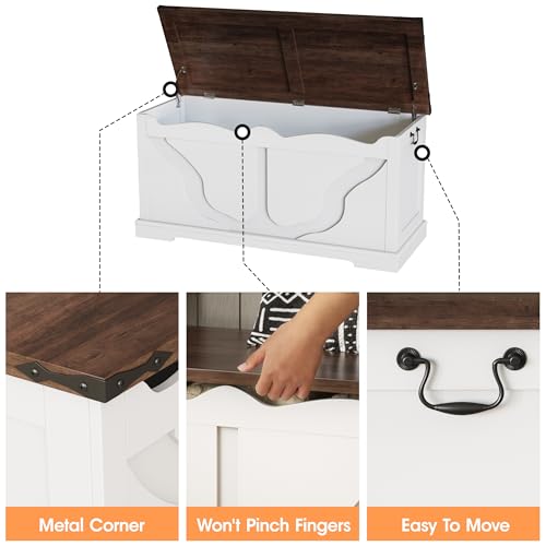 White 39.4'' Storage Chest with 2 Safety Hinges W344
