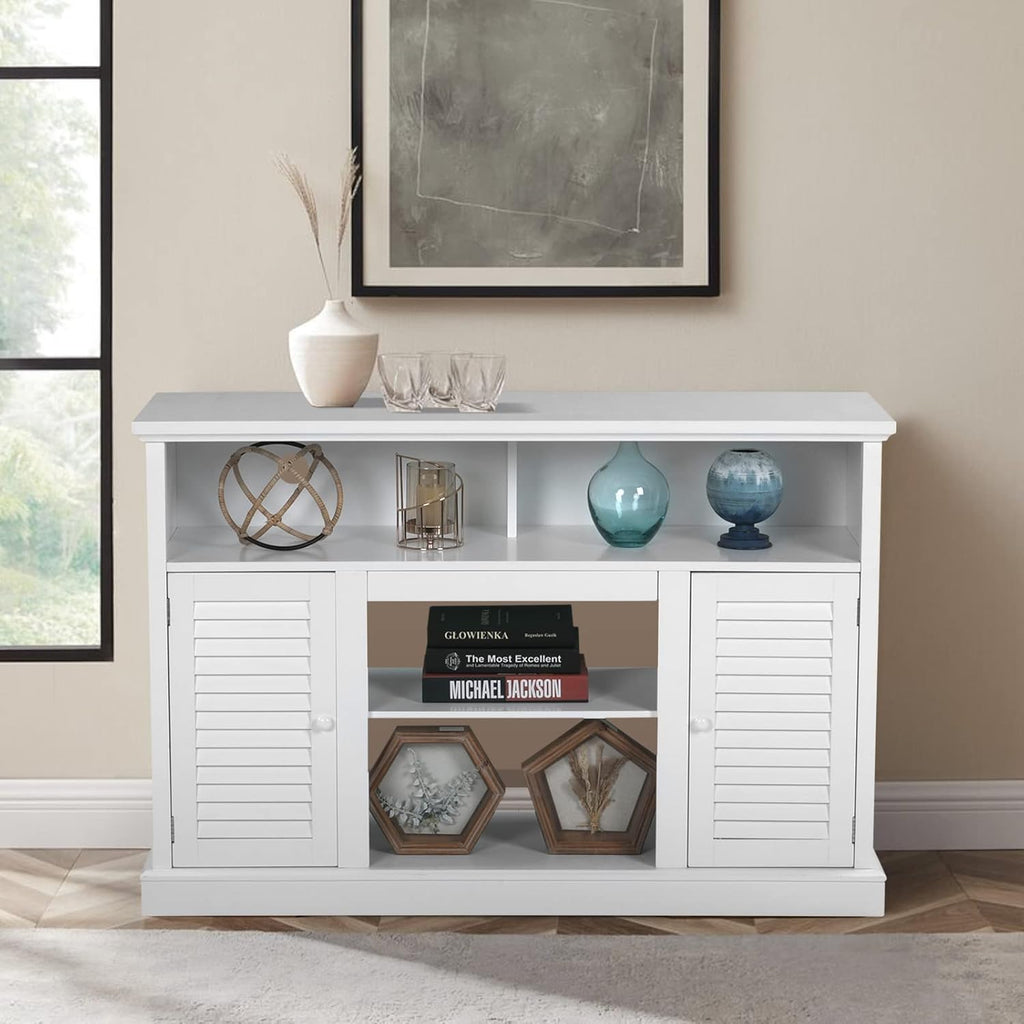 White Fireplace TV Stand with Adjustable Shelves S54424